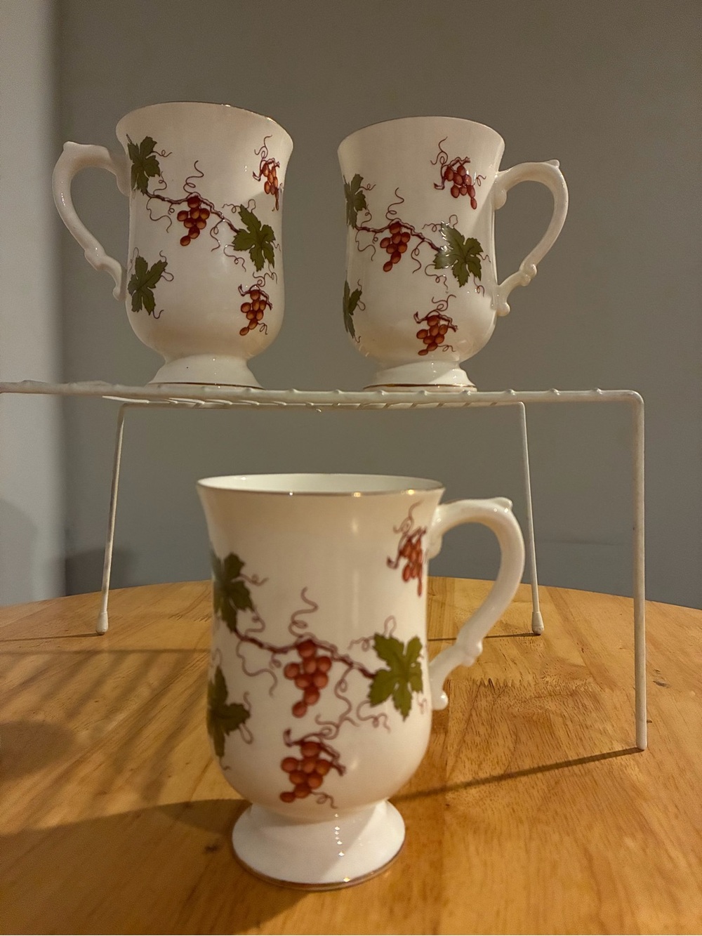 3 Vintage Royal Victoria Pedestal Coffee Cups